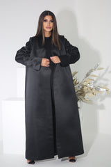 BLACK BLAZER SATIN FYE OPEN  ABAYA