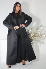 BLACK BLAZER SATIN FYE OPEN  ABAYA