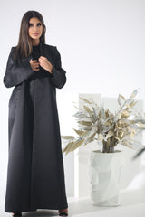 BLACK BLAZER SATIN FYE OPEN  ABAYA